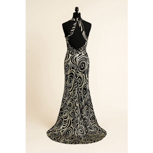 Betsy & Adam Gown Size 8 Black & Cream - Picture 5 of 9